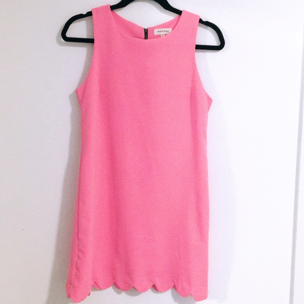 Monteau Hot Pink Scalloped Mini Dress